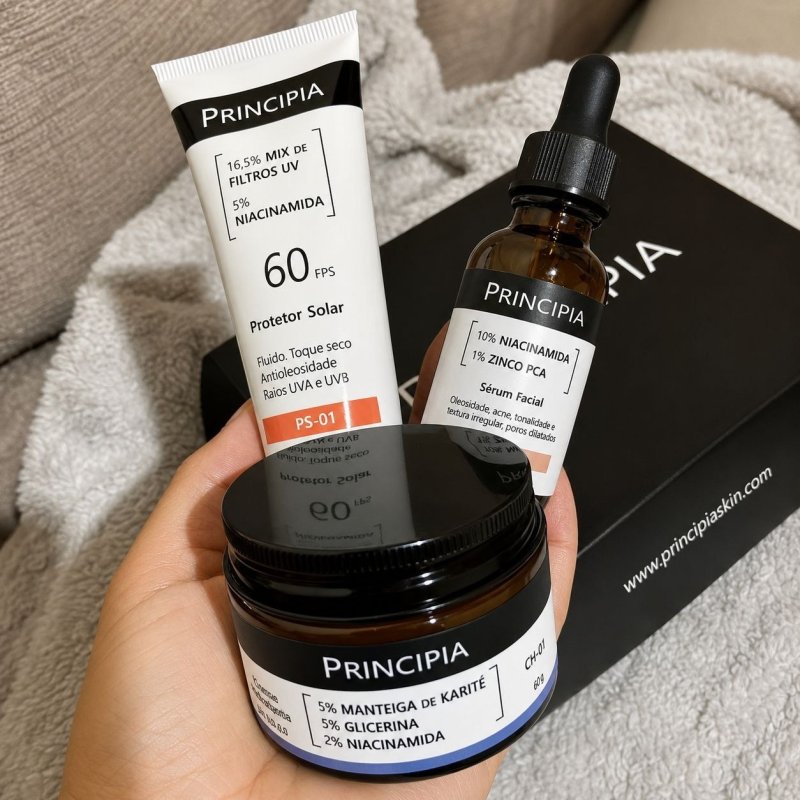 Kit Principia Uniformiza com Creme, Protetor Solar e Sérum Facial