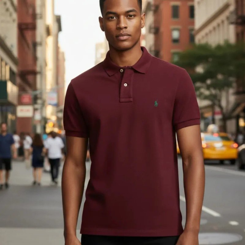 Camisa Polo Masculina Ralph Lauren Bordô