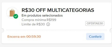 Cupom de R$30 OFF no Mercado Livre para itens selecionados