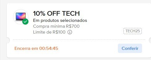 Cupom de 10% OFF em itens de tecnologia no Mercado Livre