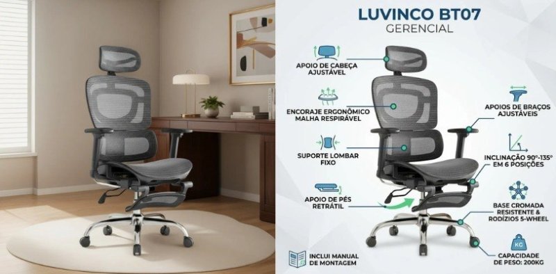Cadeira Ergonômica Mônaco Bt07 Luvinco