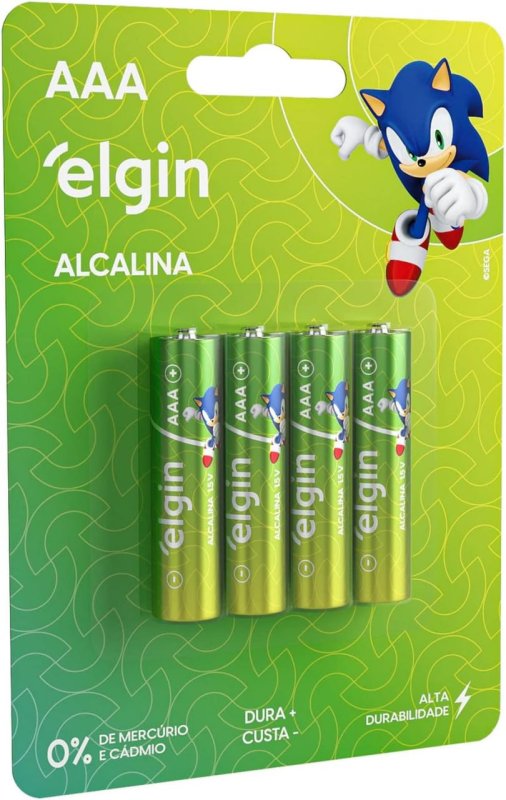Pilha Alcalina Elgin Palito AAA Blister com 4