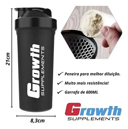 Coqueteleira Shaker Academia 600ml Growth Supplements