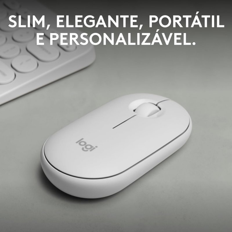 Logitech Pebble 2 M350s - Clique Silencioso Design Slim Ambidestro - Branco