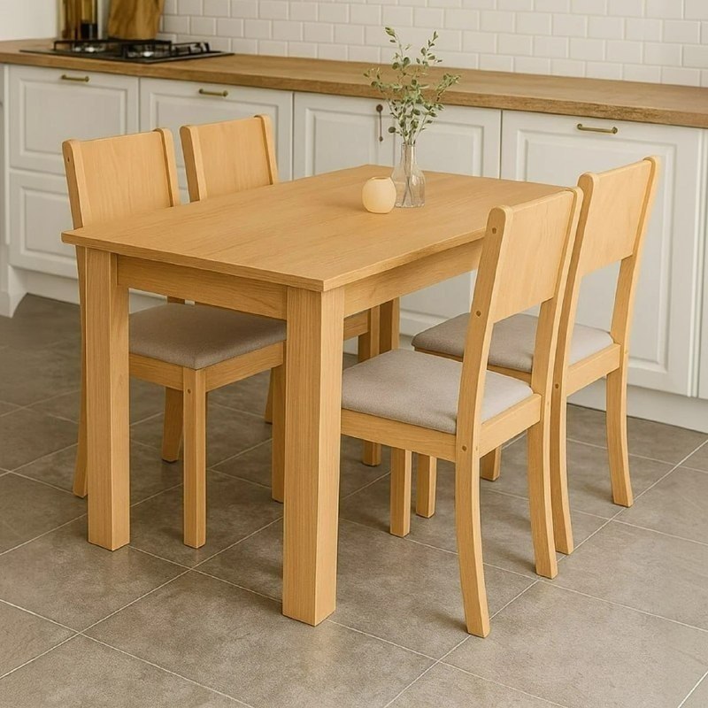 Conjunto Sala De Jantar Com 4 Cadeiras Grupo Lopas Easy Line Cor Amêndoa