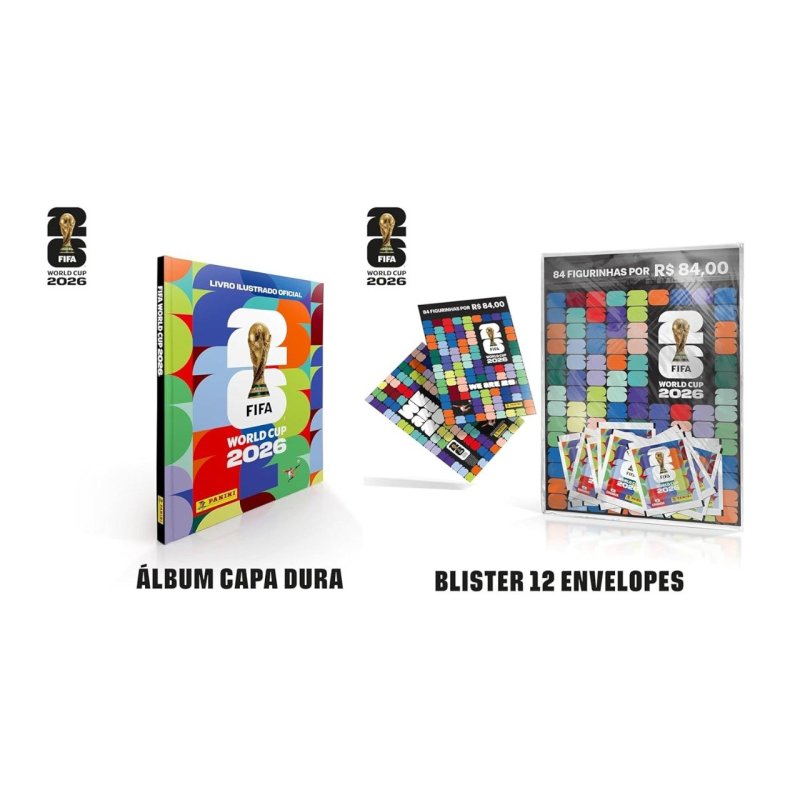 Kit Álbum Capa Dura + 12 Envelopes de Figurinhas Copa do Mundo da FIFA 2026