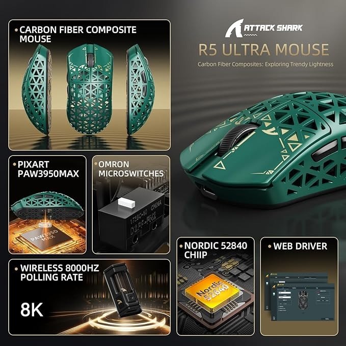 MOUSE ATTACK SHARK R5 ULTRA (PAW 3950 MAX)