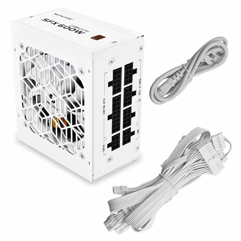 Fonte METALFISH Full-Modular SFX-600W 80Plus Bronze Branca para Gabinete Mini ITX