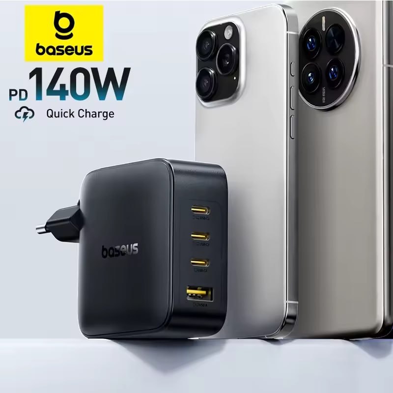 CARREGADOR BASEUS (140 W) (GAN) (3 USB-C & 1 USB-A)
