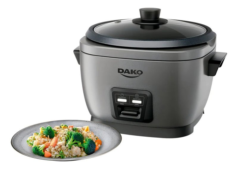 Dako Panela de Arroz Elétrica 700W 4 Litros 10 Xícaras Cinza