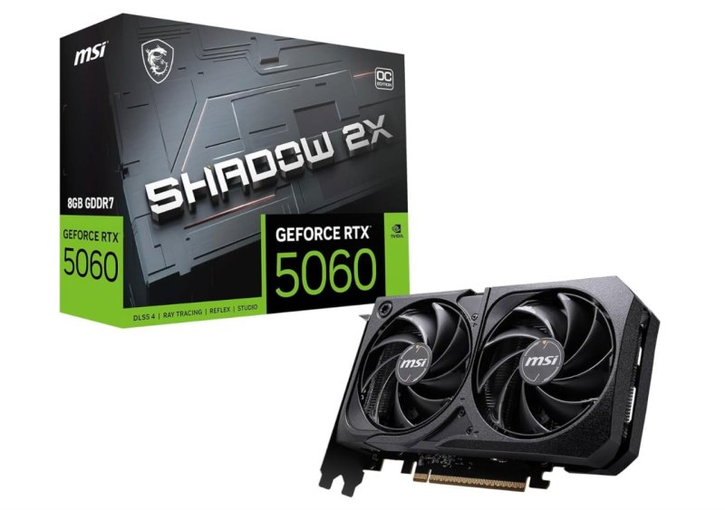 Placa de Video MSI RTX 5060 Shadow 2X OC, 8GB, GDDR7