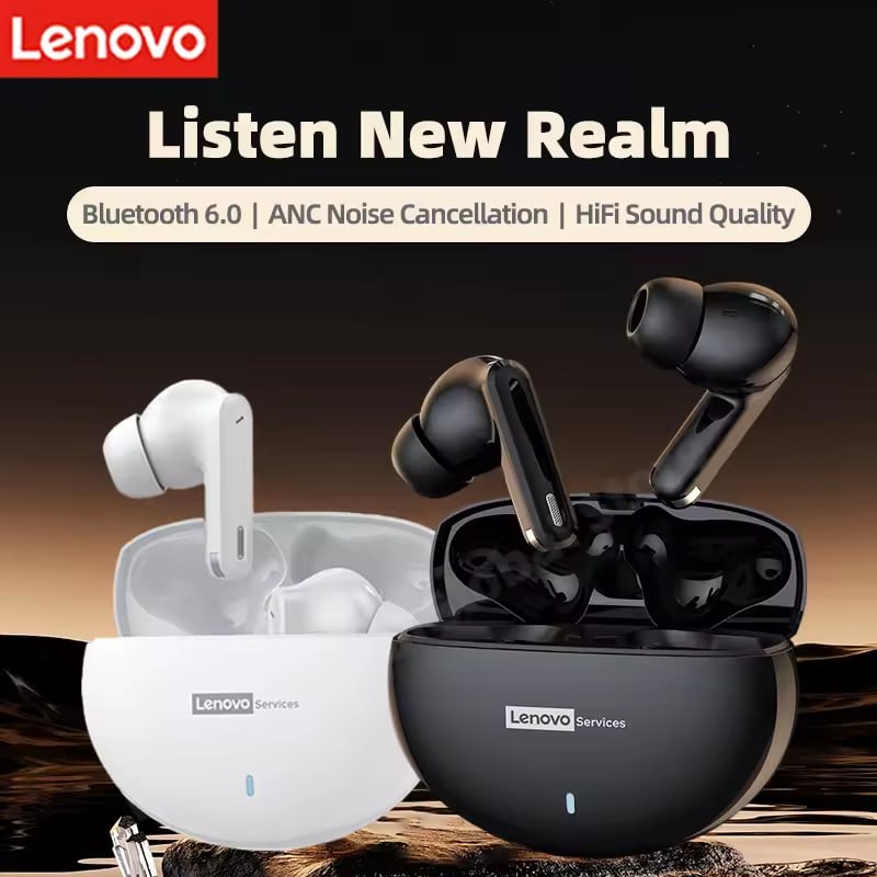Fone Bluetooth Lenovo LE253 TWS Bluetooth 6.0 com ANC, Som HiFi, Modo Gamer e Microfone Integrado