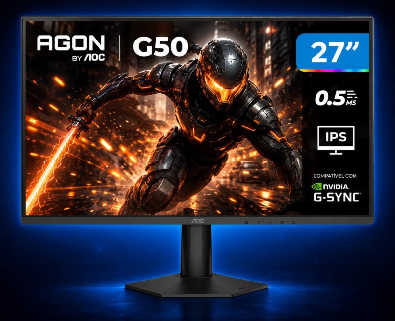 Monitor Gamer AOC 27" Full HD 144Hz Agon G50 IPS 0,5ms 27G50F/57