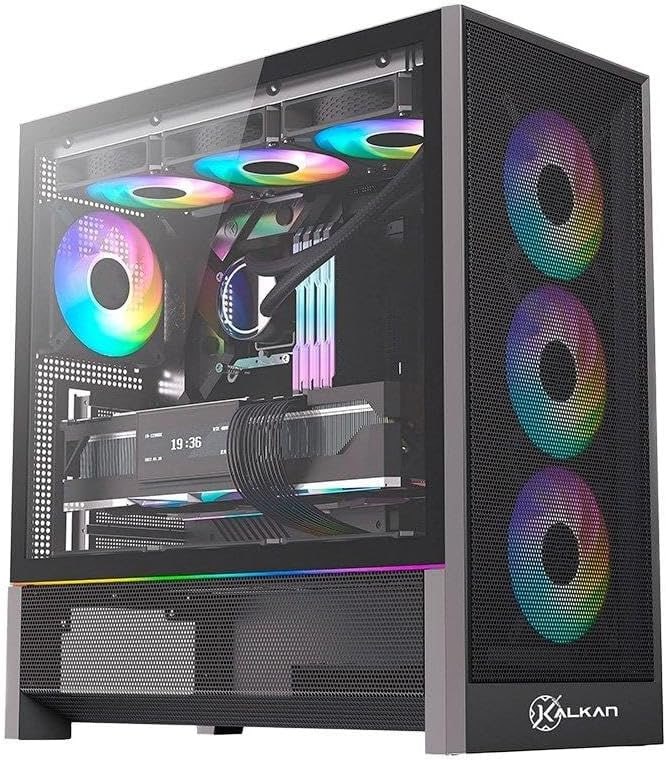 Gabinete Gamer Kalkan Hakon Pro, E-atx, Sem Fans, Lateral em Vidro Temperado, Preto
