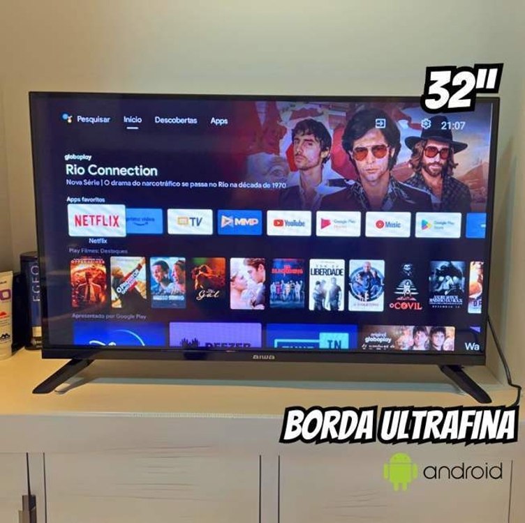 Smart TV AIWA 32" Android HD Borda Ultrafina HDR10 Dolby Áudio