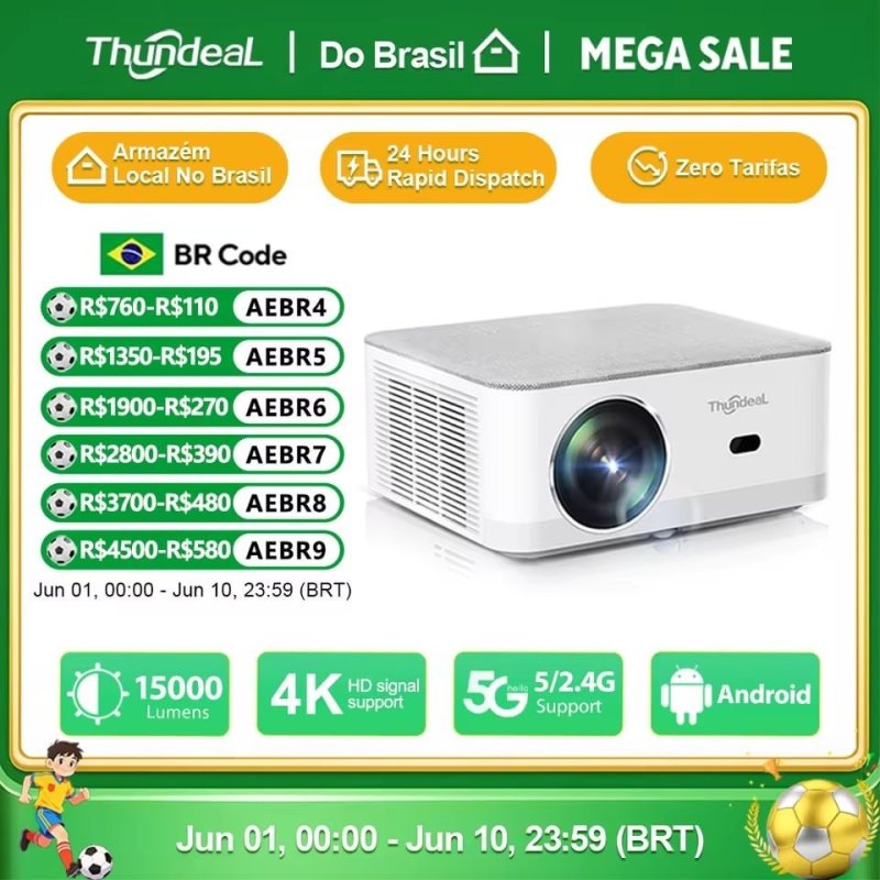 Projetor PROGAGA PG610W Full HD 1080P Android WiFi 4K Compatível 25000 Lumens 2GB+32GB