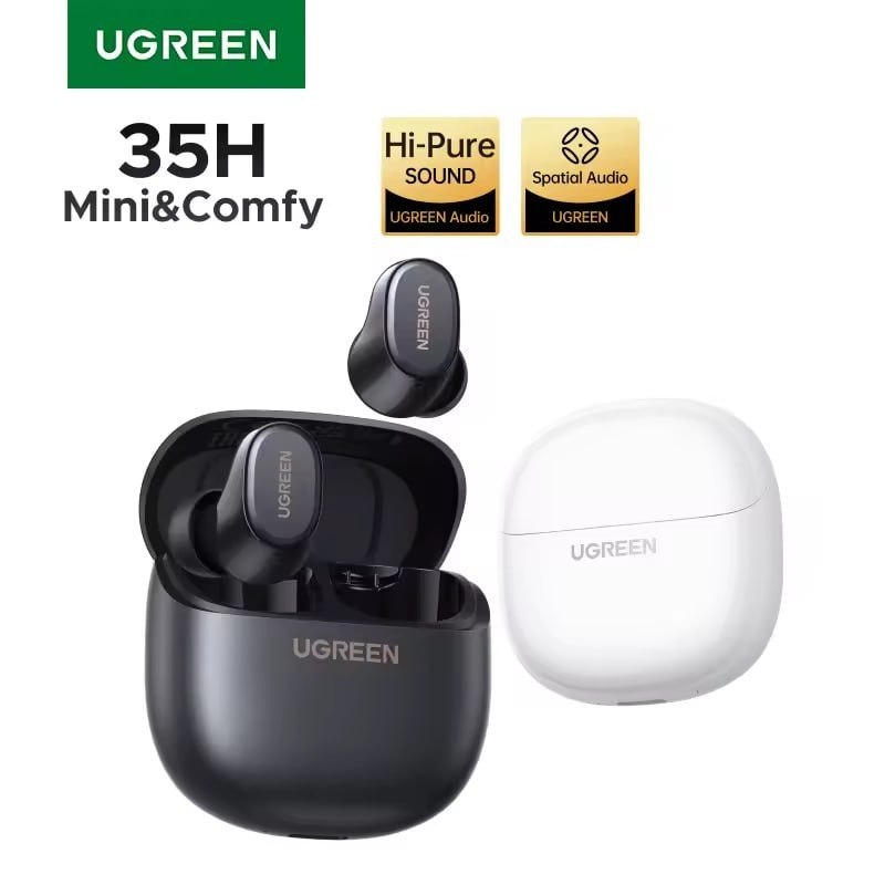 UGREEN Dots Earbuds Bluetooth 6.0 TWS com App, Som Deep Bass e 35H de Bateria