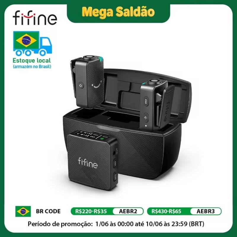 Microfone de Lapela Sem Fio FIFINE M9 (Kit Duplo)
