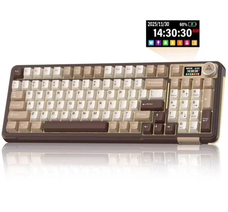 Teclado Mecânico Sem Fio SOLAKAKA A99pro com 97 Teclas e Tela TFT