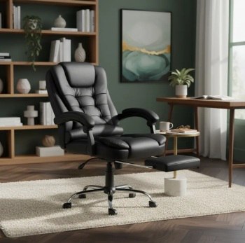 Cadeira De Escritório Itália Presidente Ergonômica Couro Sintético, Preto