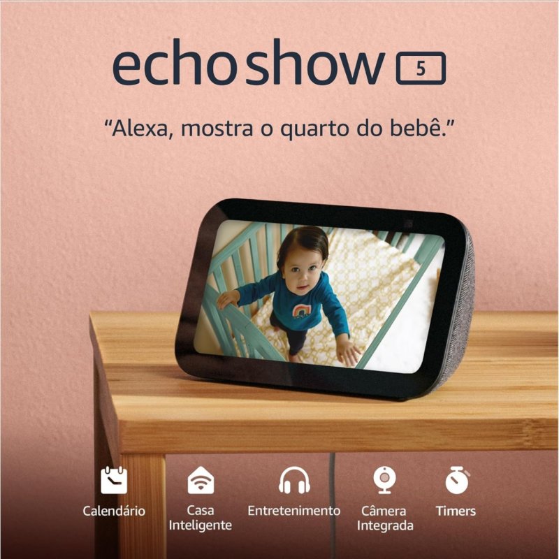 Echo Show 5 - Smart Display com Alexa, Som 2x Mais Potente - Preto