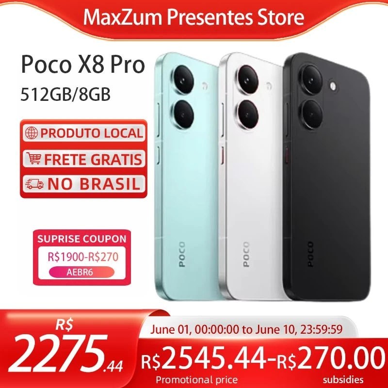 Poco X8 PRO 5GB, 512GB/8GB Versão Global com MediaTek Dimensity 8500-Ultra
