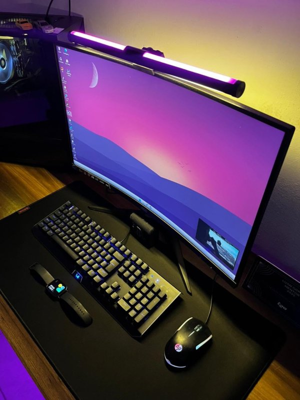 Mouse Pad Preto Extra Grande de Tecido com Base Antiderrapante