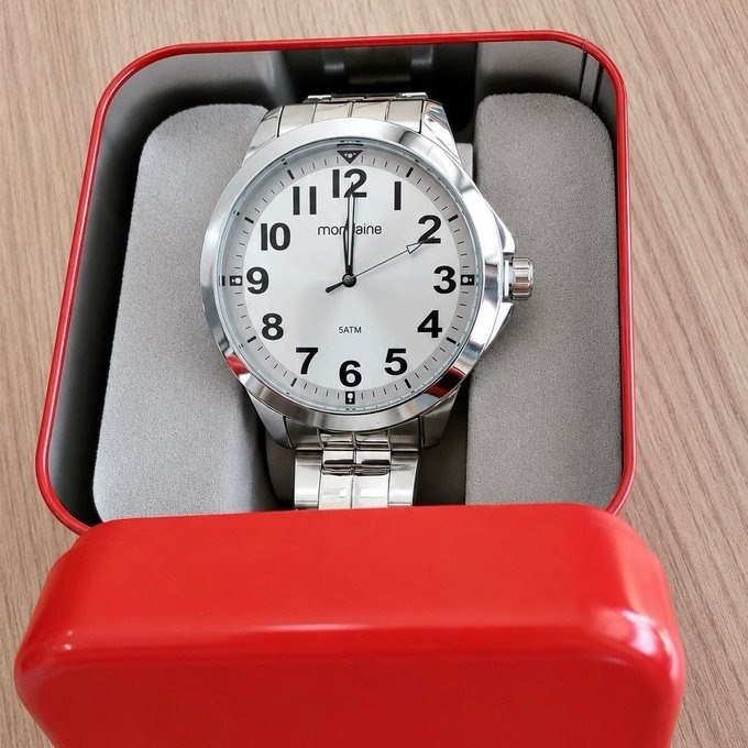 Relógio Mondaine Masculino De Pulso Analógico Quartzo Prata Fundo Cinza