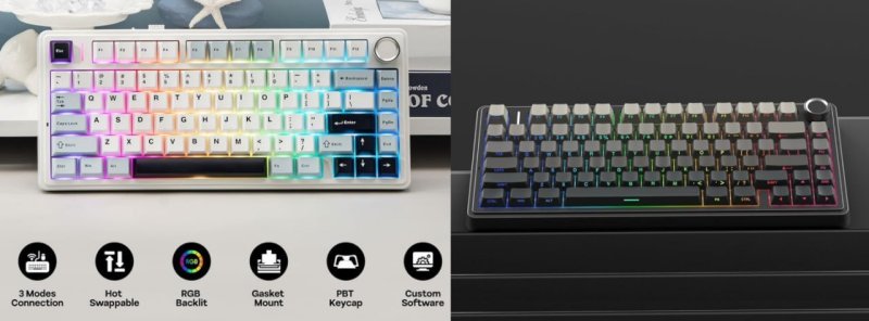 Teclado Mecânico AULA F75 RGB (75%, Tri-mode, Hot-swap)