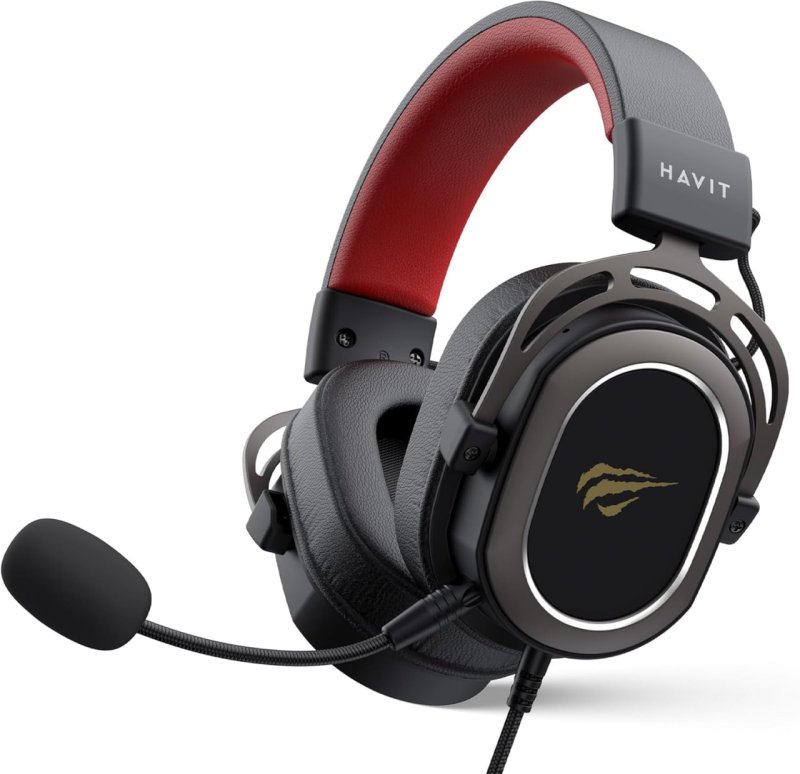 Havit Headset H2008d - Falante 50mm - Microfone - Preto e Vermelho