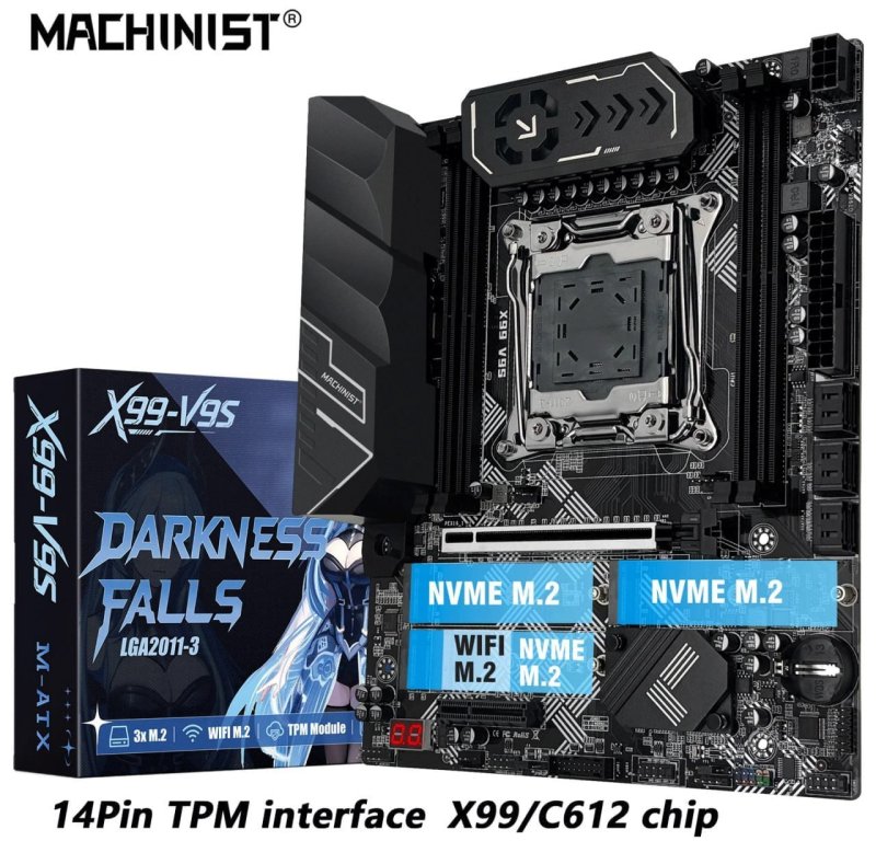 Placa Mãe Machinist X99 V9S Black, TPM 2.0, Quad Channel, Chipset C612
