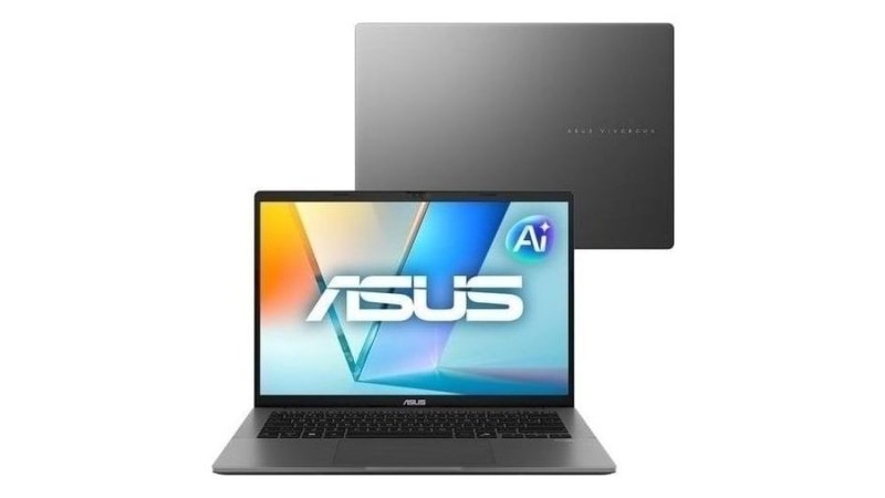 Notebook ASUS Vivobook S14 IA PC com Core Ultra 7, 16 GB RAM, 512 GB SSD, Linux, Tela IPS 14''