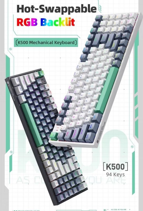 Teclado Mecânico Machenike K500-B94, 94 teclas