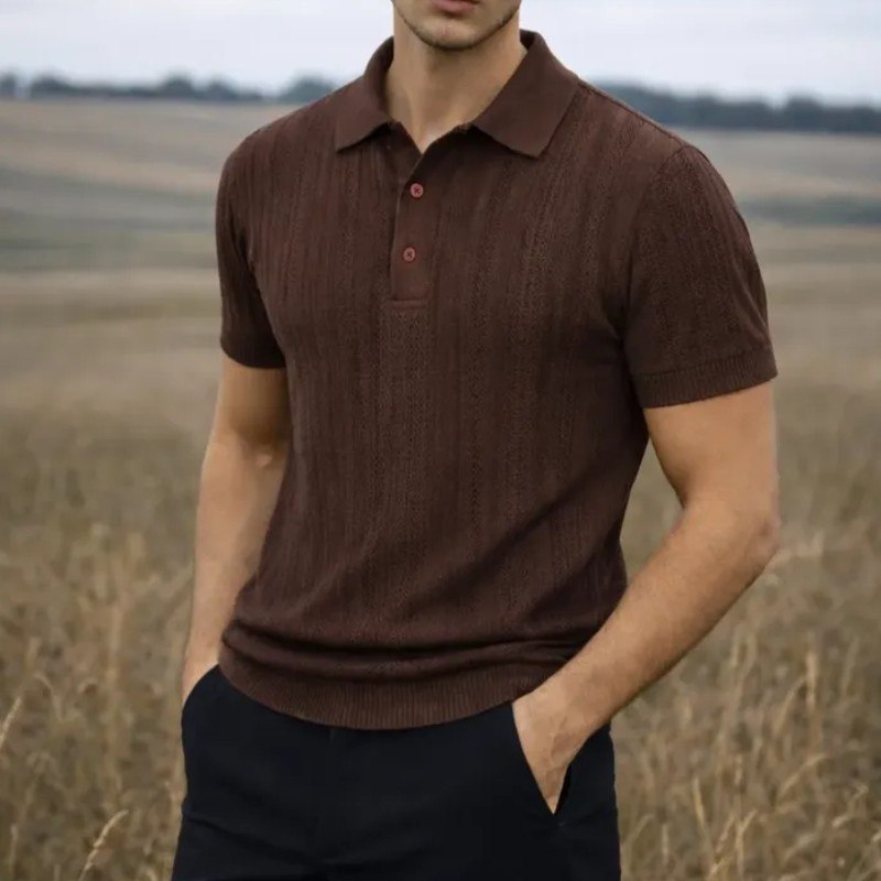 Camisa Polo C/ Botão Tricô Old Money Camiseta Premium Lisa
