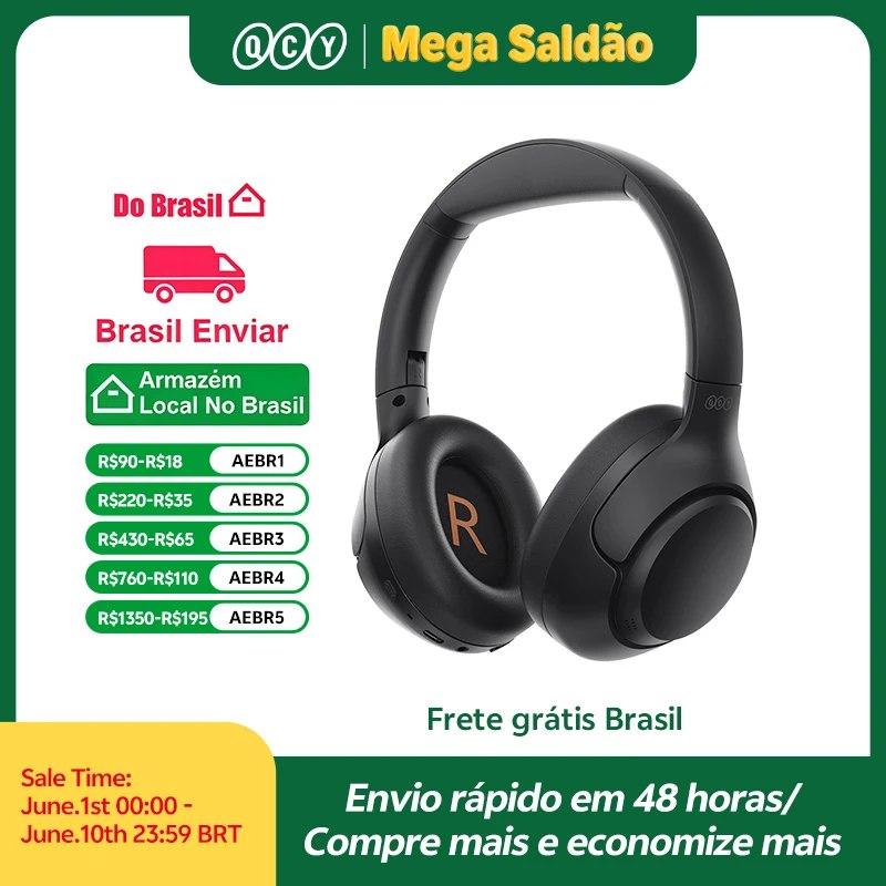 Headphone QCY H3 PRO ANC com redução de ruídos de 50db