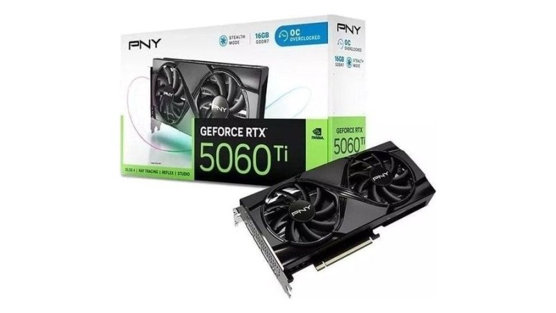 Placa de Video PNY GeForce RTX 5060 Ti Dual OC, 16GB, GDDR7