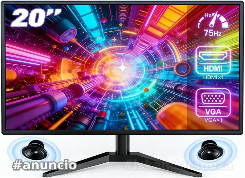 Monitor Gamer LCD 20 Polegadas com Alto-falantes Integrados e Alta Frequência de Atualização