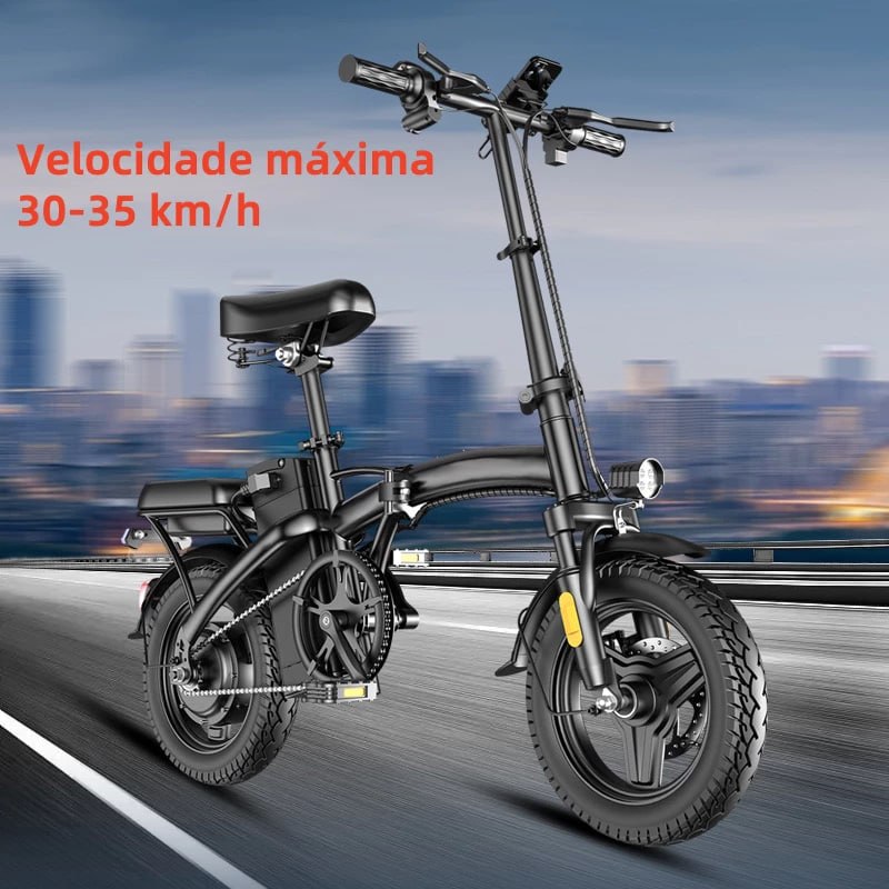 Bicicleta Elétrica Dobrável para Adultos com Pedalada Assistida e Suporte de Celular