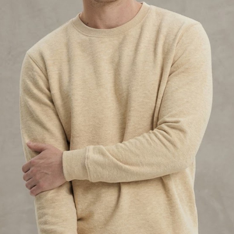 Moletom Masculino Leve Gola Careca Polo Wear Bege Médio