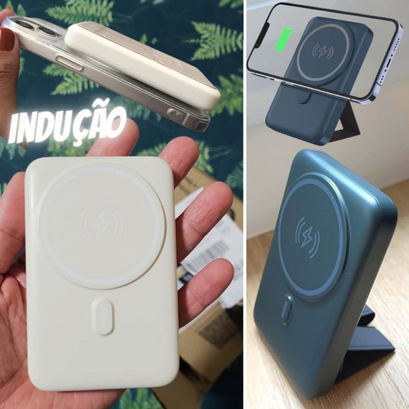 Carregador Portátil Power Bank Indução 10.000 Magsafe com suporte dobrável Geonav