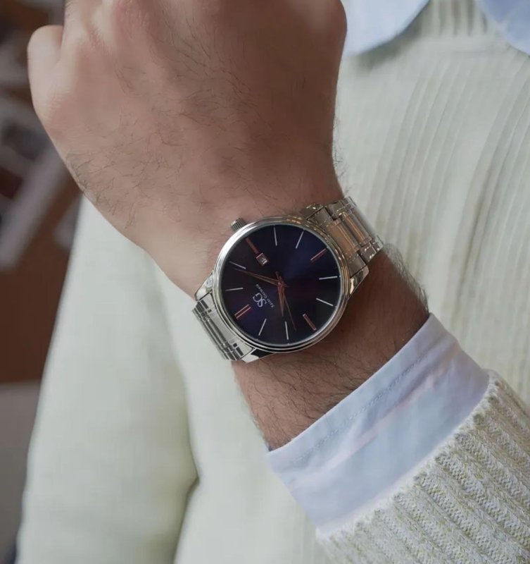 Relógio Masculino Clássico Saint Germain 42mm com Fundo Azul Marinho