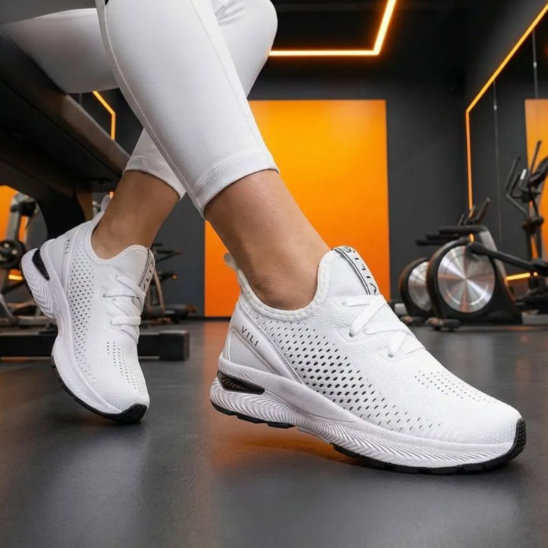 Tênis Branco Feminino Vili Para Caminhada Academia Treino