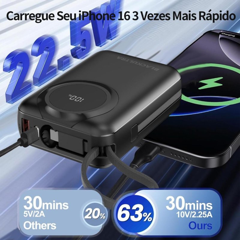 Power Bank Blackultra 20000mAh 22.5W com Display LED