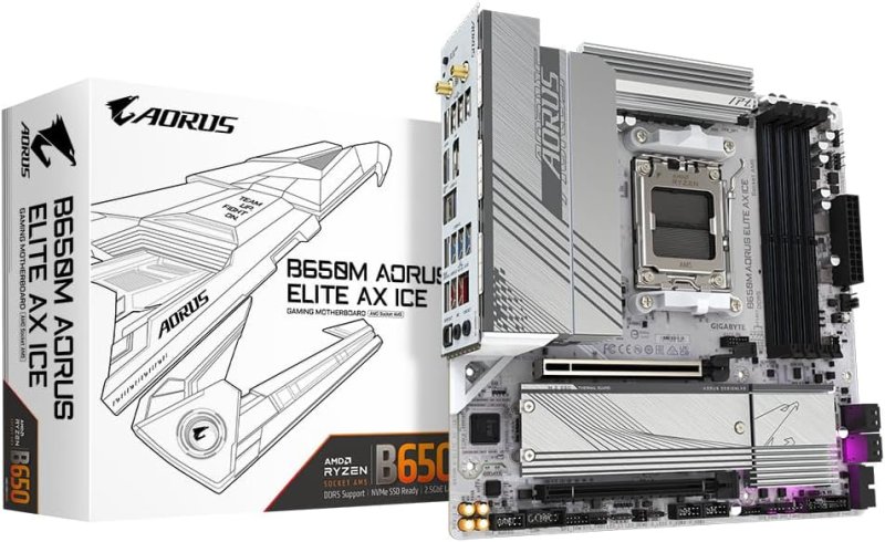Placa Mãe Gigabyte B650M AORUS ELITE AX ICE BRANCA WIFI