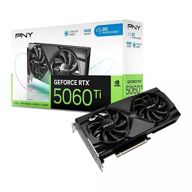 Placa de Video PNY GeForce RTX 5060 Ti Dual OC, 16GB, GDDR7, 128-bit