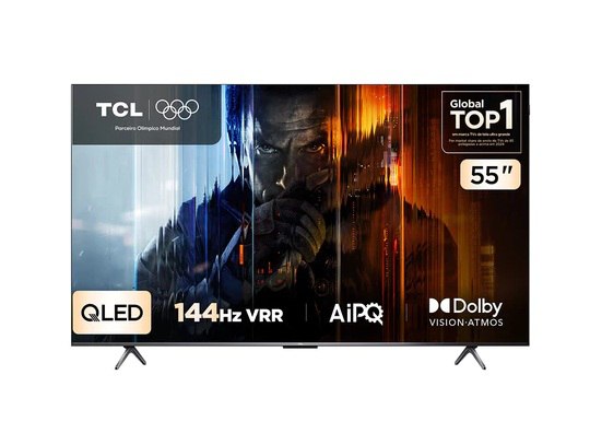 Smart TV TCL 55 Polegadas QLED 4K P8K, Preto