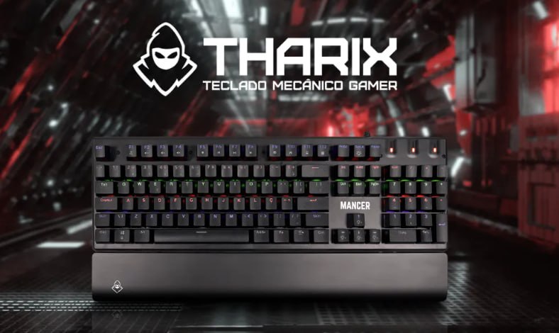 Teclado Mecânico Mancer Tharix, Rainbow, ABNT2, Switch Vermelho