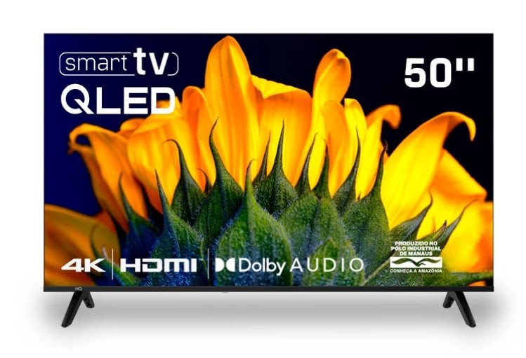 Smart TV HQ QLED 50 Polegadas HQ-QLED50SM 4K Wi-Fi Bluetooth, Dolby Audio, Apps, Netflix, YouTube e Prime Video, 3 HDMI