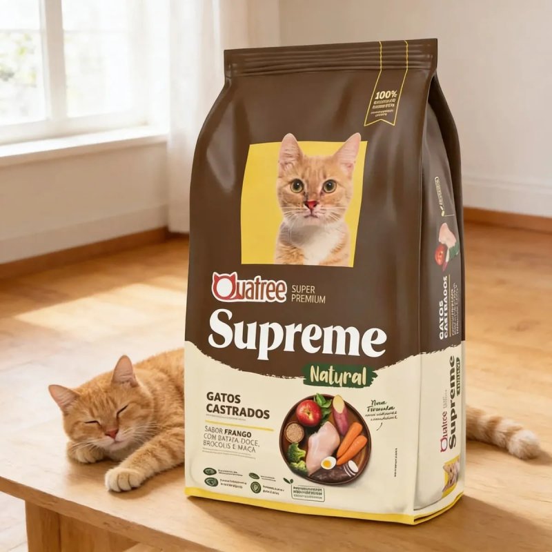 Quatree Supreme Gatos Castrados Frango 10.1kg - Ração Premium Felina