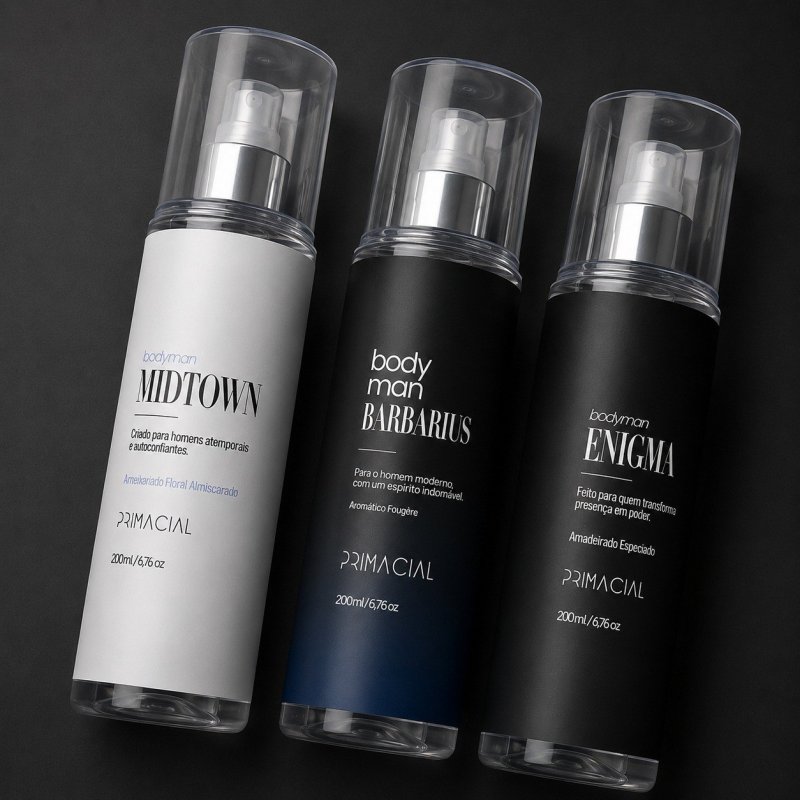 Kit Body Splash Masculino Barbarius + Enigma + Midtown 200ml